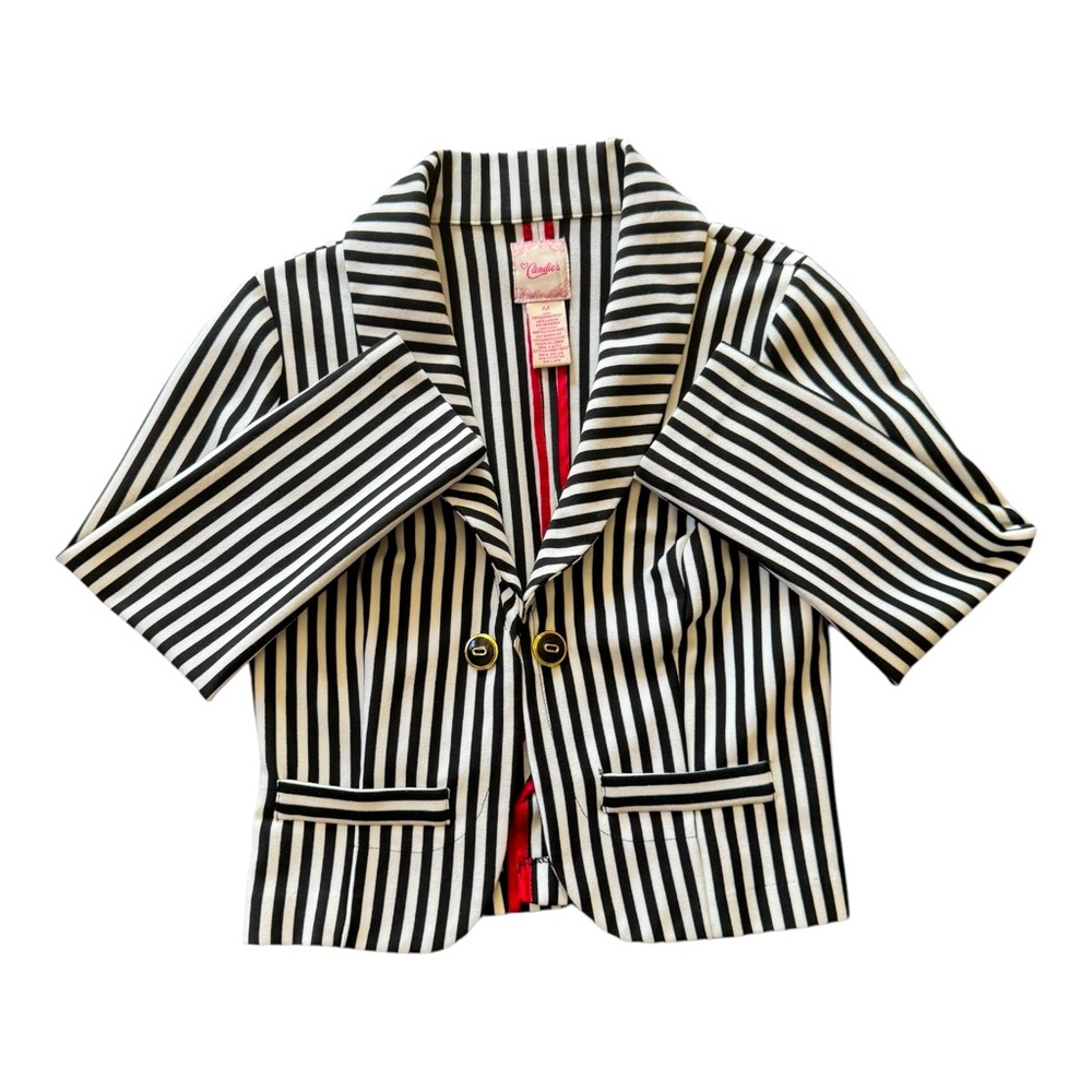Candies Striped Blazer M MC style Clowncore bold statements piece academia